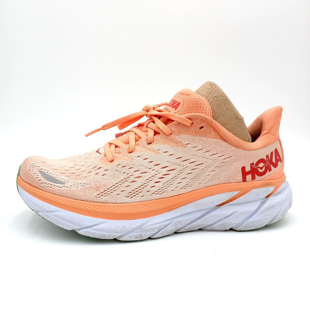 Hoka Clifton 8 Women's Size 10 Orange/Peach Running Shoes Athletic Sneakers